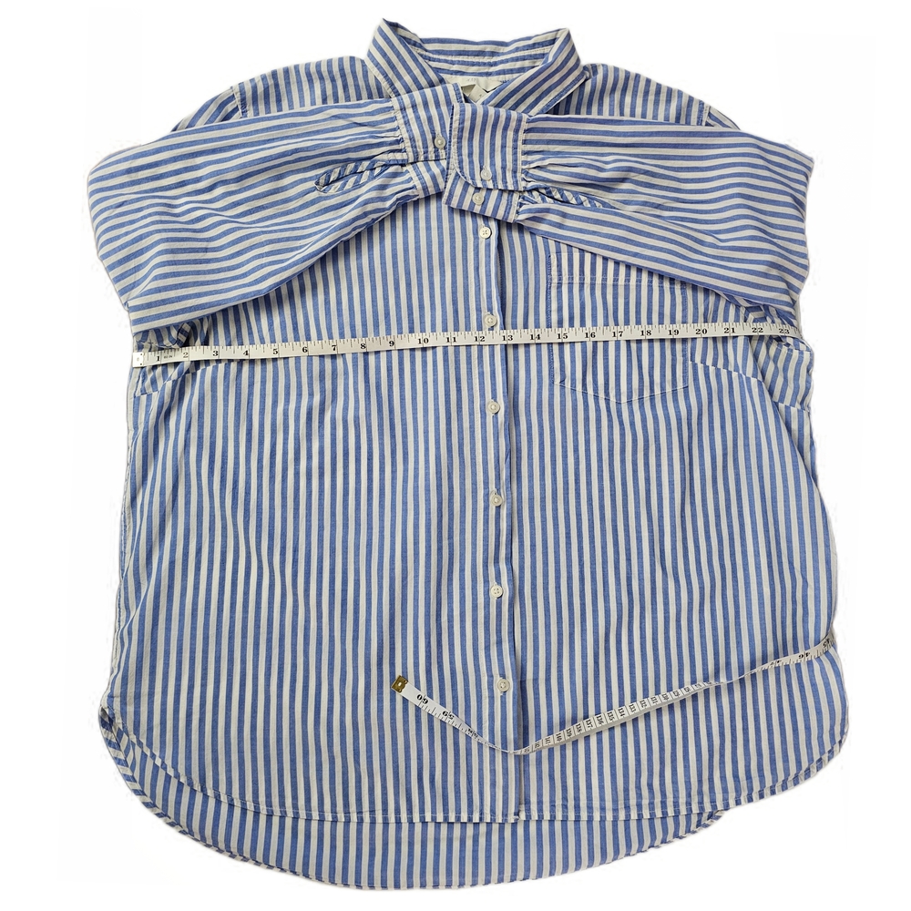 H&M Striped Button-Down Shirt in Blue and White Womens - Picture 10 of 16